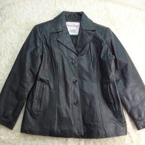 Gianni Ferrara Black Leather Lined Coat X-Large